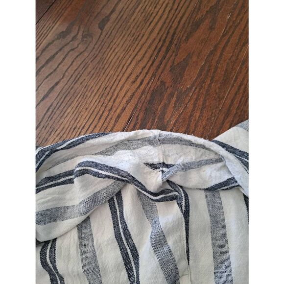 XL Old Navy Black Off White Elastic Rear Waist Linen Wide Flare Leg Capri Pants - Picture 8 of 8